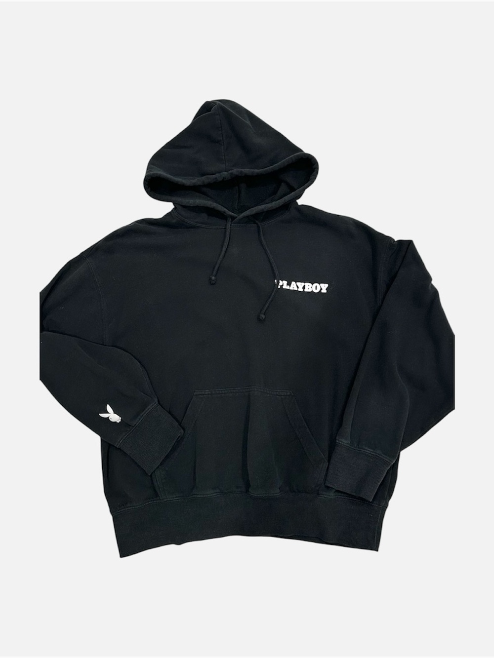 PLAYBOY Black Pullover Hoodie with White Logo - Picture 1 of 4